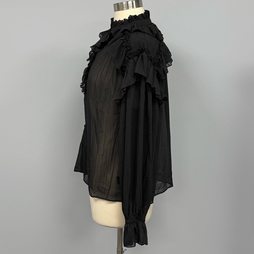 NWT Fate Sheer Black Lace Blouse M Whimsigoth Witchcore Edwardian Vampire Top - Picture 8 of 13